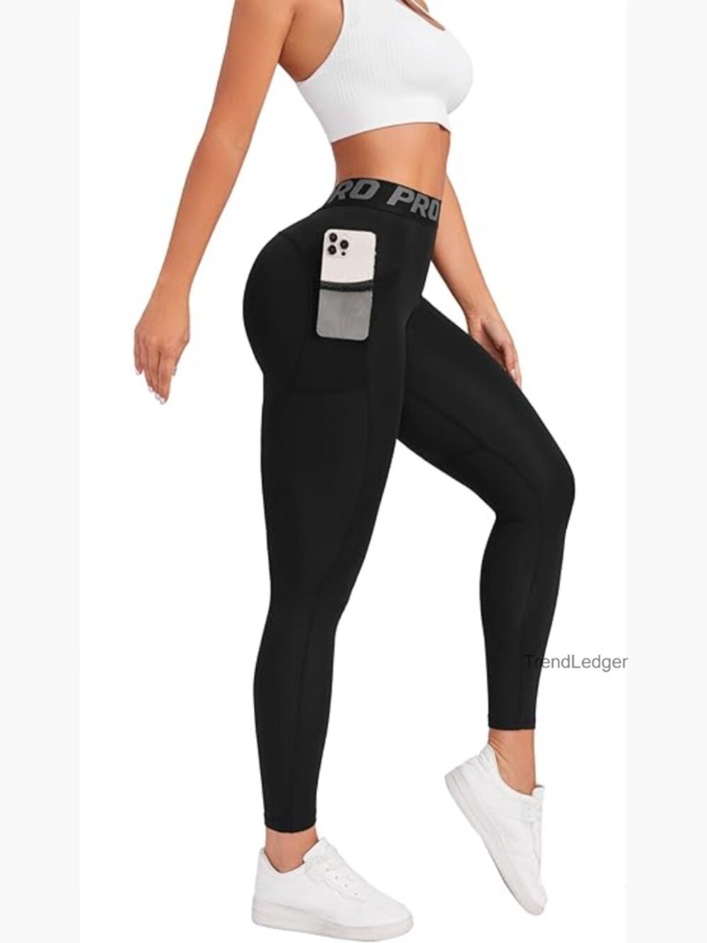 High Waisted Leggings Tummy Control Gym Yoga Running Side Pockets